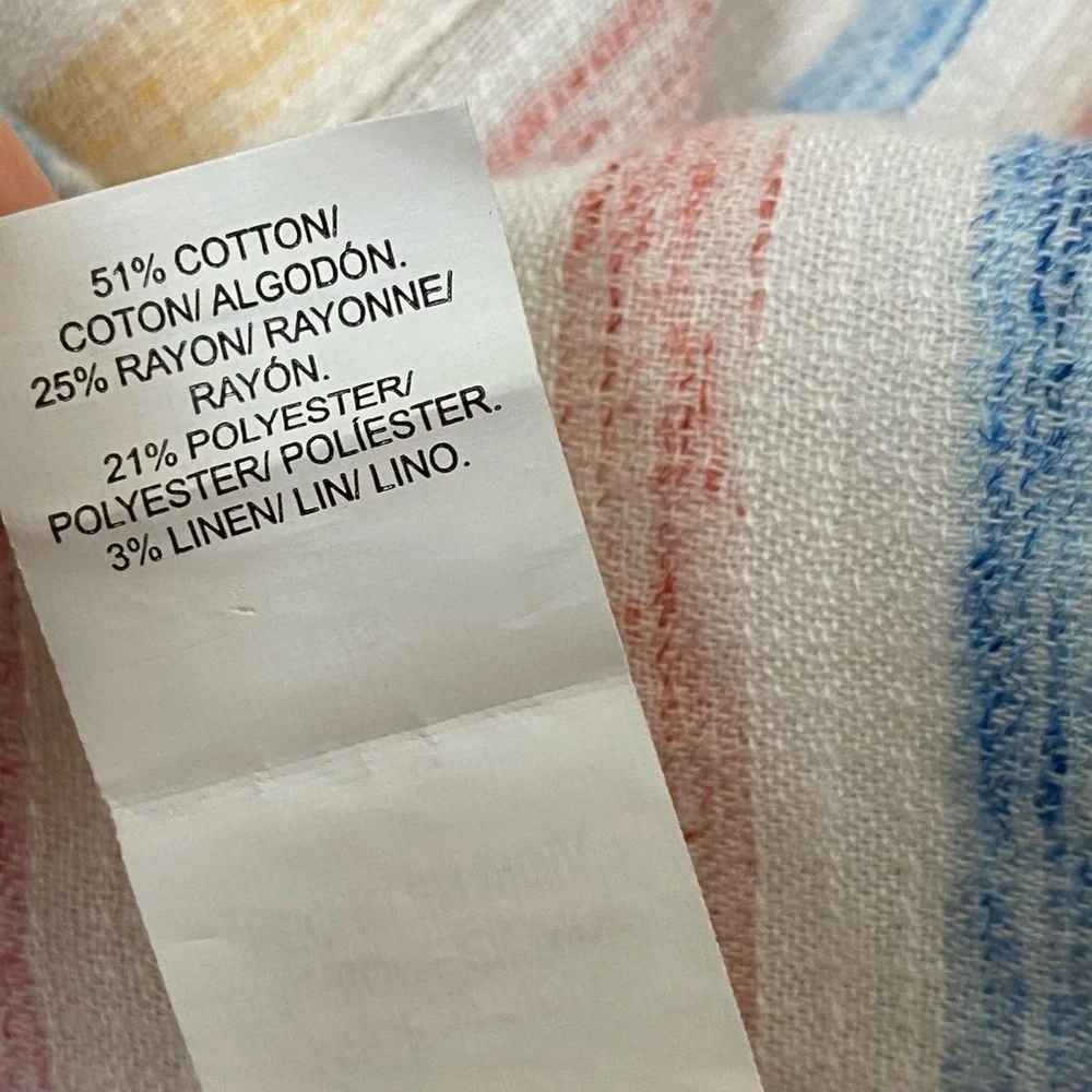 Lucky Brand Split Back Striped Button Front Lightweight Top - Picture 13 of 15